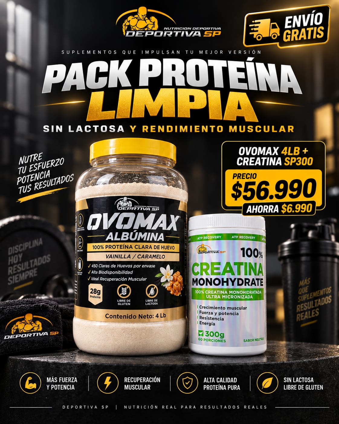 PACK OVOMAX 4LB + CREATINA SP300